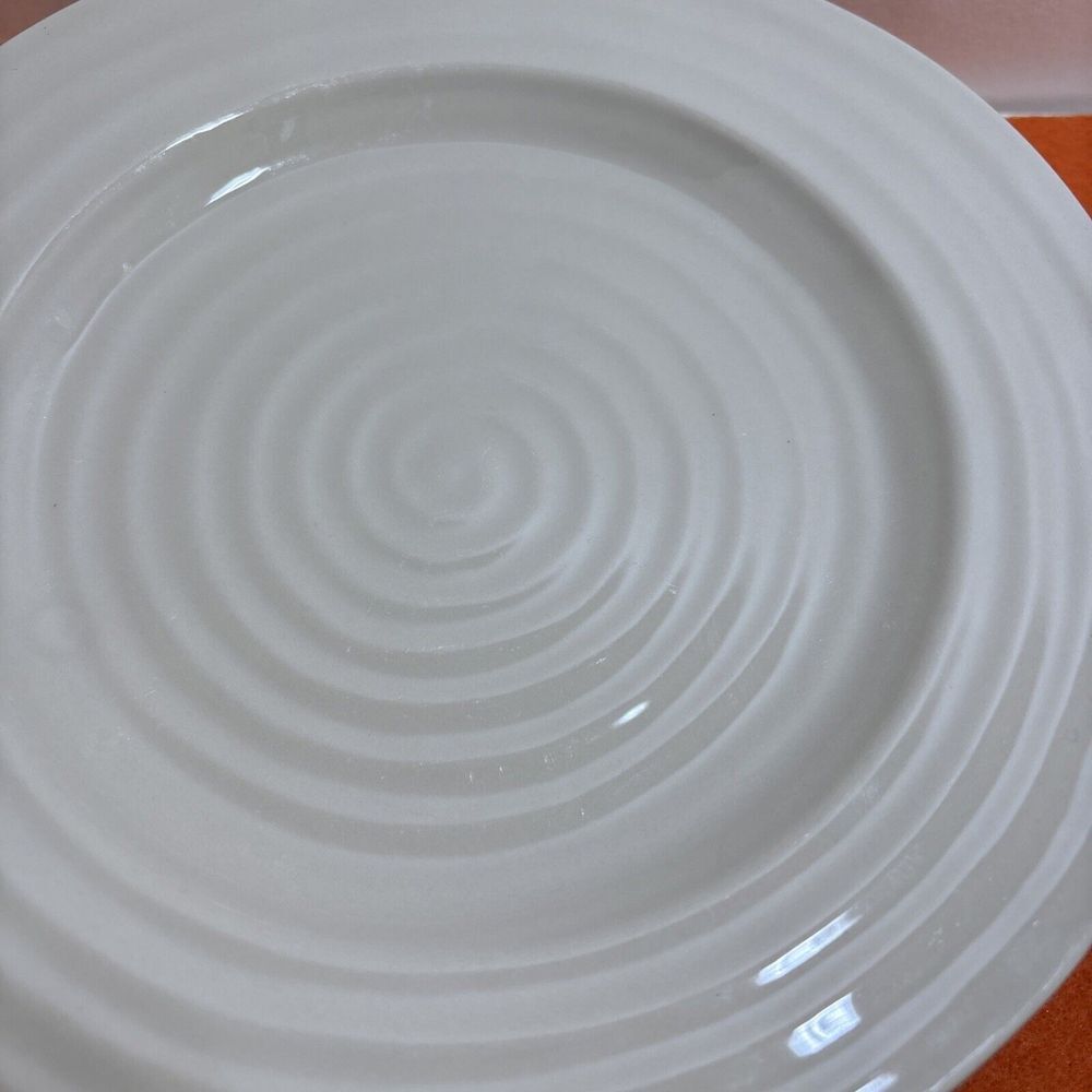 4 Sophie Conran Portmeirion Biscuit Beige Salad Plates Set Of 4 Swirl Design - Picture 8 of 9